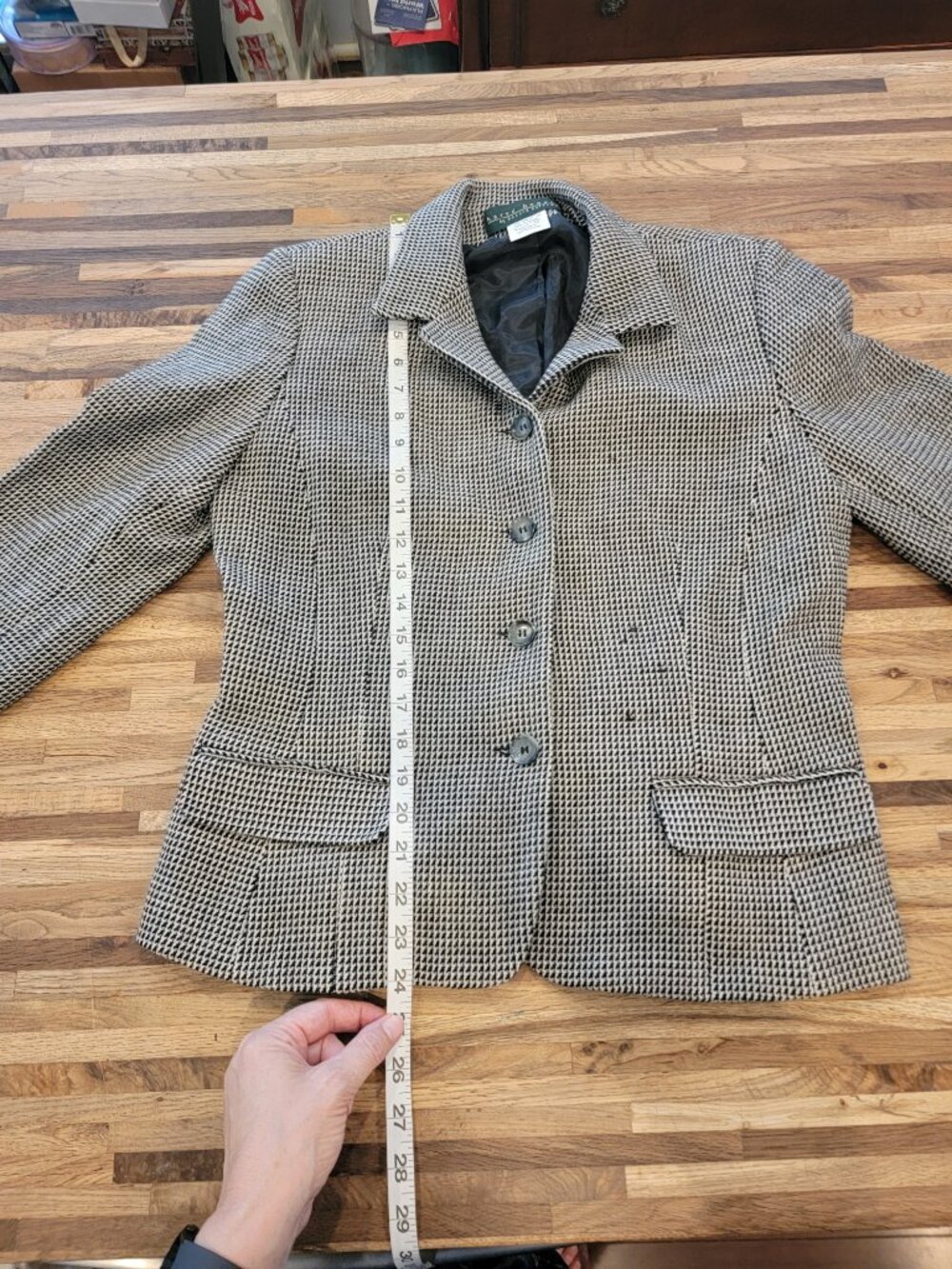 Harve Benard Wool Houndstooth 4 Button Women's Blazer Jacket - Picture 5 of 8